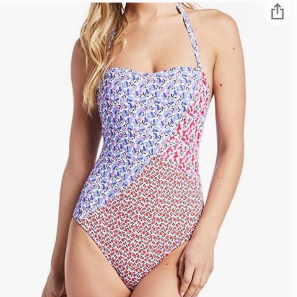 NWT Jessica Simpson Paneled One Piece Swimsuit Size L